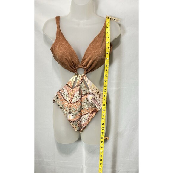 P2F Power 2 the Flower Womens Medium Copper Bathing One Piece Cut Out Swim‎ Suit - Picture 4 of 7